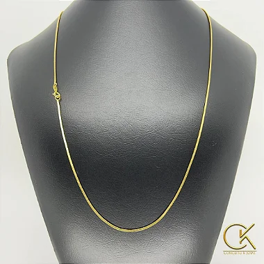 Corrente Rabo de Rato Quadrada 1,5mm - Fecho Tradicional - 50/60/70cm - Banhada a Ouro 18k; conceitokjoias.com.br